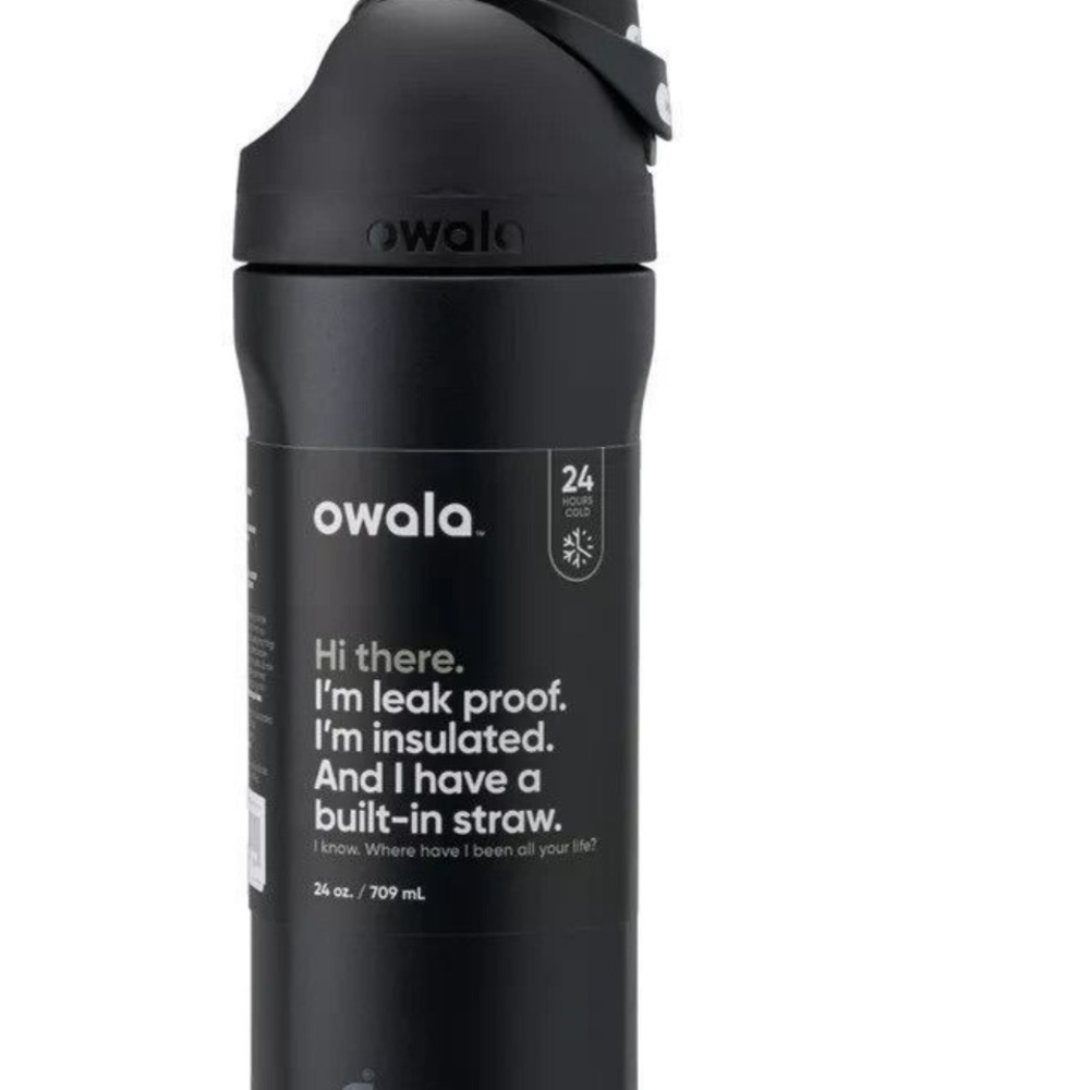 Owala Black Insulated Water Bottle with Built-in Straw